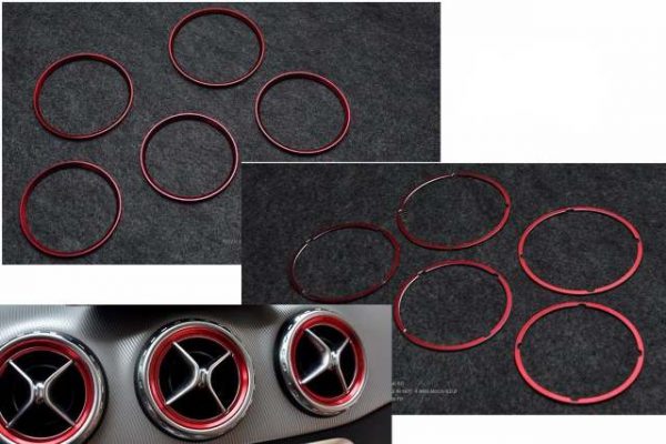 7pcs Red Aluminum Air Vent Outlet Ring Trim For Mercedes-Benz C-Class W205 (2014-2017)